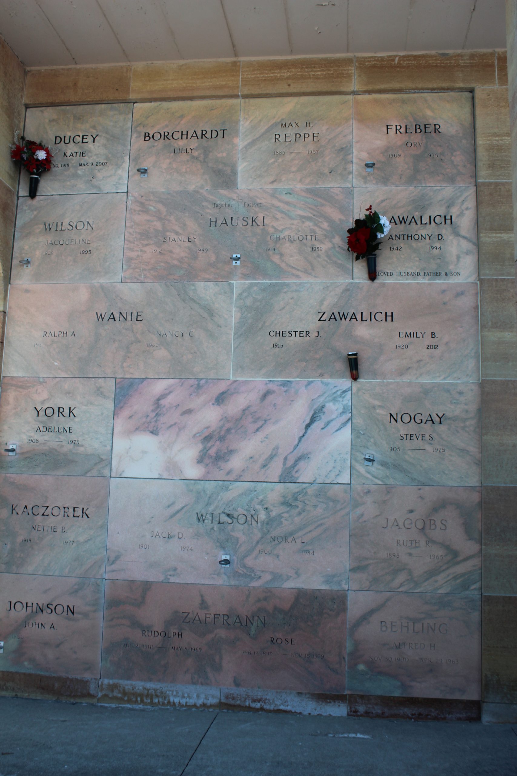 Anthony Zawalich grave, second from top on right.